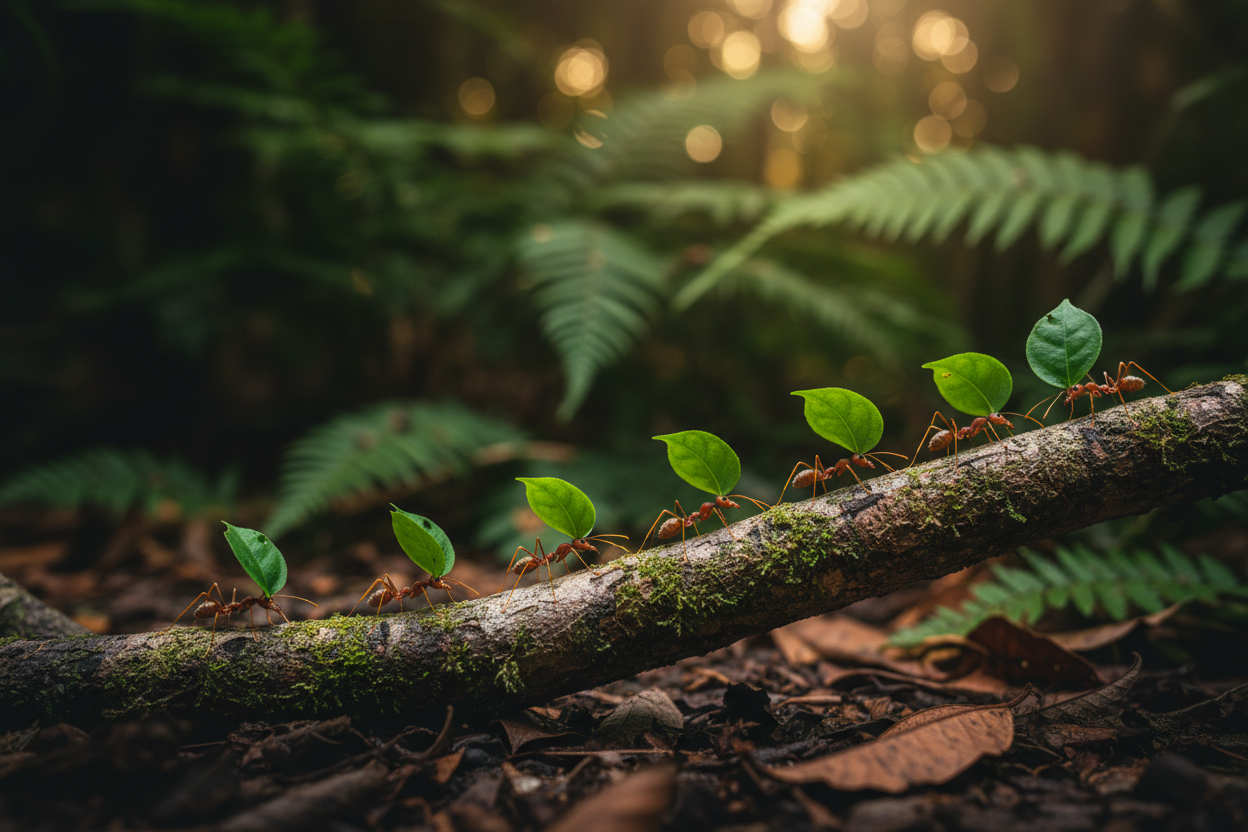 Ich brauche ein reales bild von Blattschneiderameisen was sich perfekt in die farbstruktur meines shops einfügt und als banner auf der startseite dienen kann